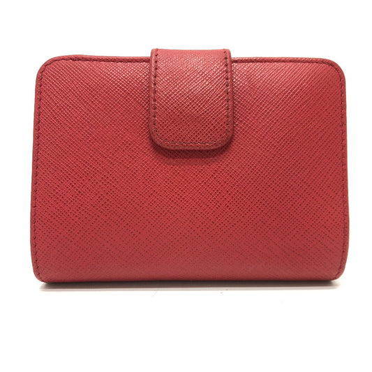 PRADA Folded wallet 1ML018 Safiano leather Red logo Women Used Authentic
