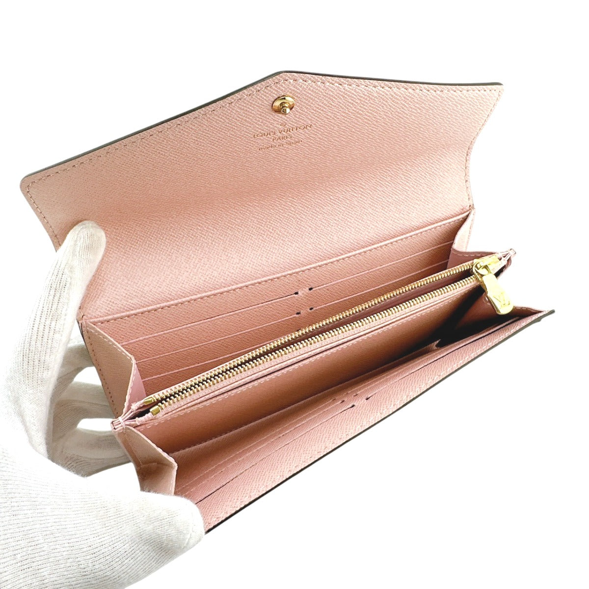 LOUIS VUITTON Long Wallet Purse N60114 Damier canvas Brown x pink Damier Rose Valerie