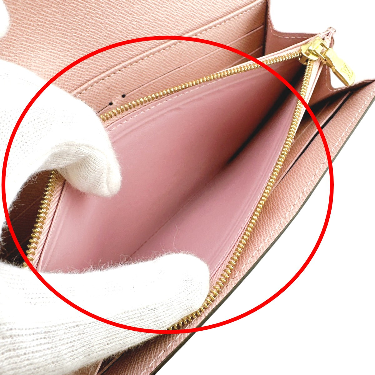 LOUIS VUITTON Long Wallet Purse N60114 Damier canvas Brown x pink Damier Rose Valerie