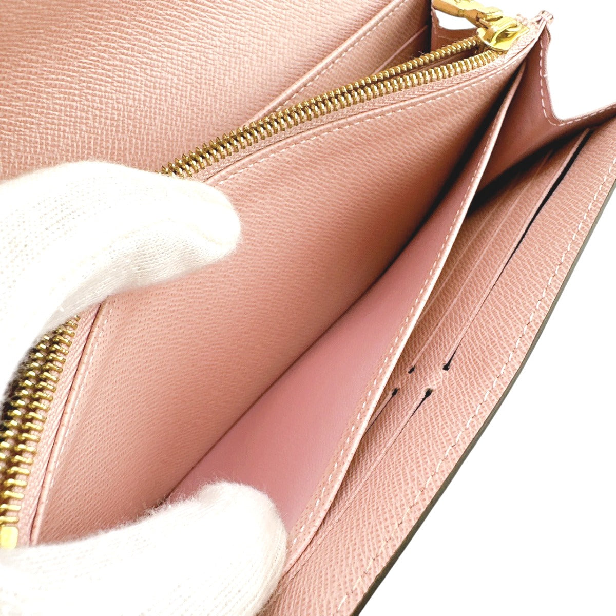 LOUIS VUITTON Long Wallet Purse N60114 Damier canvas Brown x pink Damier Rose Valerie