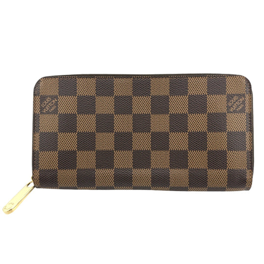 LOUIS VUITTON Long Wallet Purse N60015 Damier canvas Ebene Zip Around Damier Zippy wallet unisex(Unisex) Used Authentic