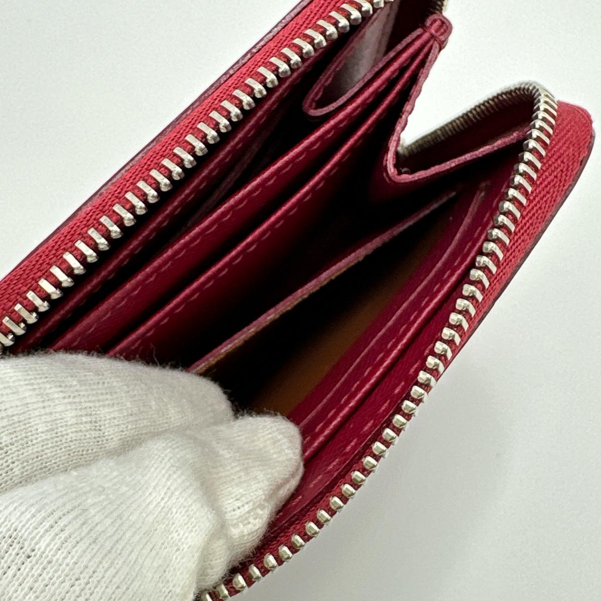 LOUIS VUITTON Coin case M60383 Epi Leather Red Coin case Epi Zip around purse Women Used Authentic