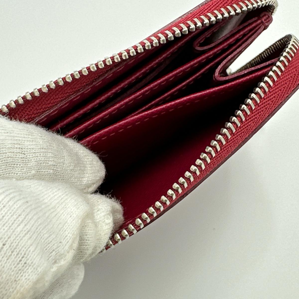LOUIS VUITTON Coin case M60383 Epi Leather Red Coin case Epi Zip around purse Women Used Authentic