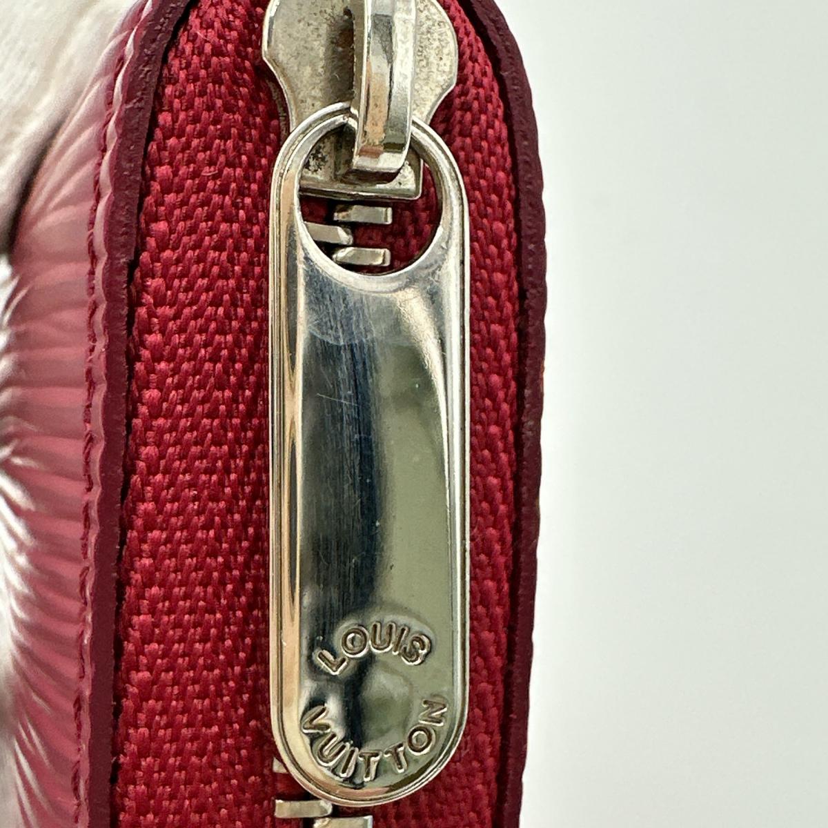 LOUIS VUITTON Coin case M60383 Epi Leather Red Coin case Epi Zip around purse Women Used Authentic