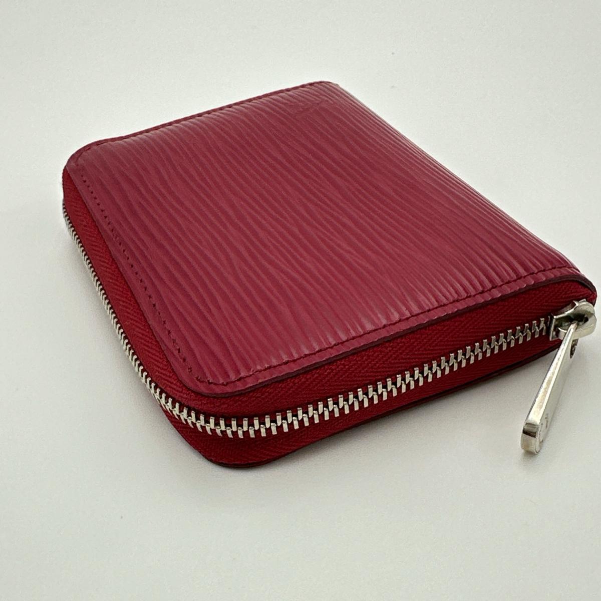 LOUIS VUITTON Coin case M60383 Epi Leather Red Coin case Epi Zip around purse Women Used Authentic