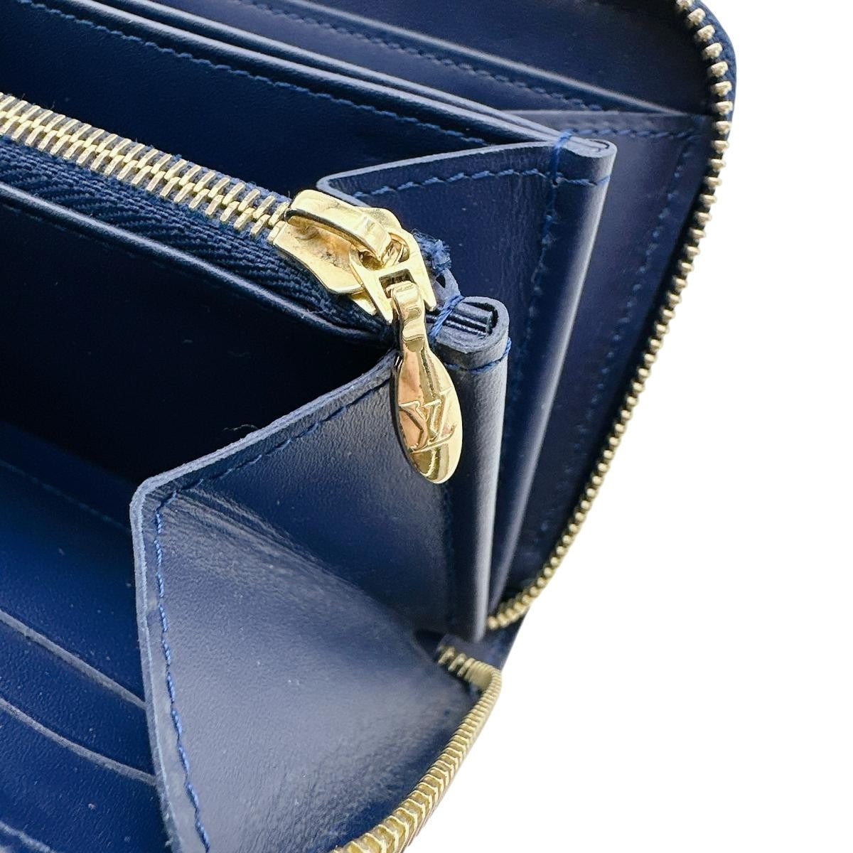 LOUIS VUITTON Long Wallet Purse M90018 Monogram Vernis blue Long Wallet Purse Monogram Vernis Ikat flower unisex(Unisex) Used Authentic