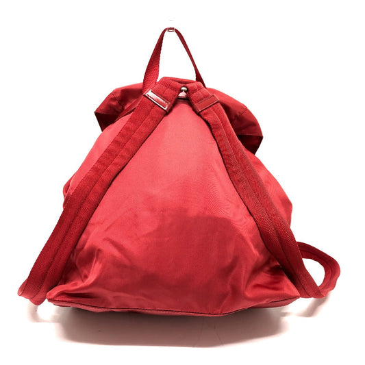 PRADA Backpack Nylon Red With logo Women Used Authentic