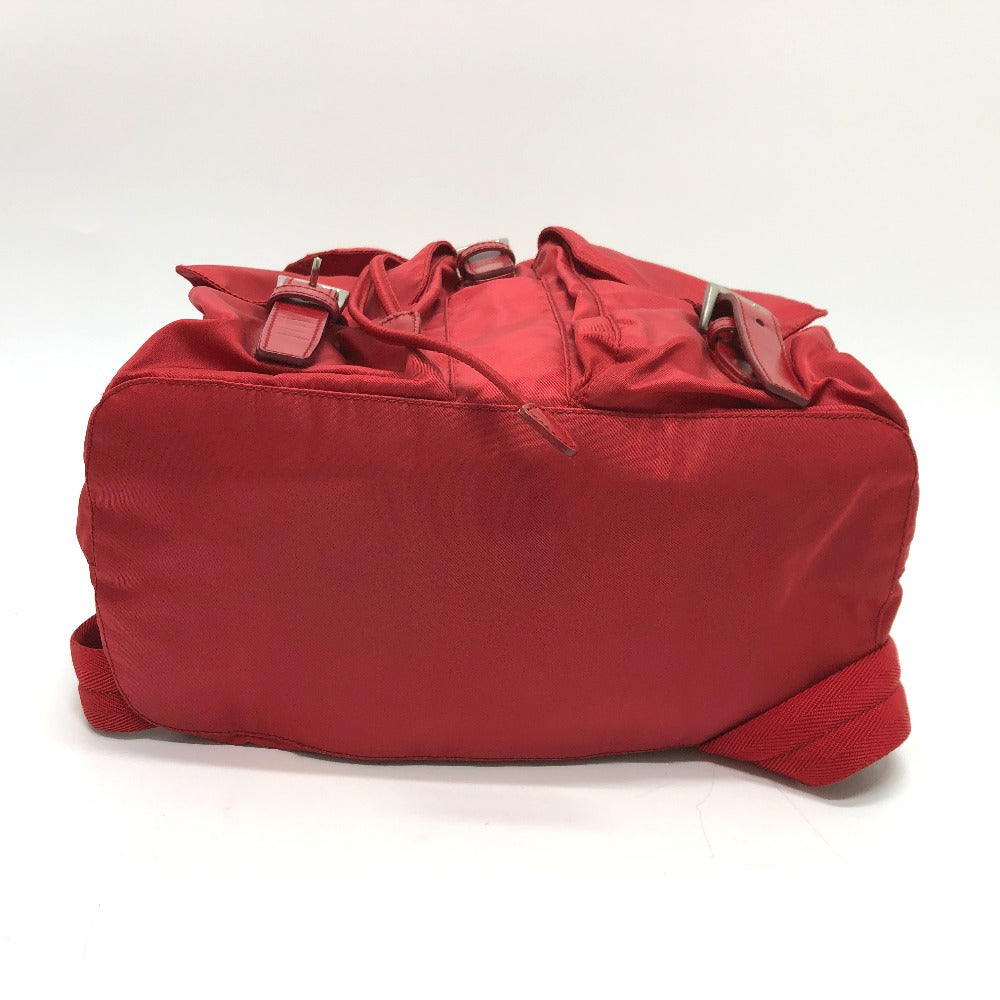 PRADA Backpack Nylon Red With logo Women Used Authentic