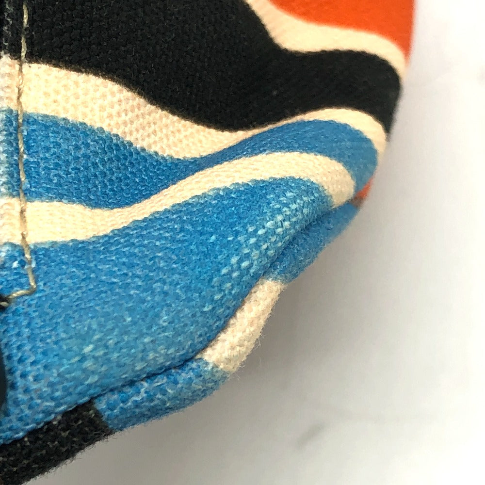 PRADA Pouch 2NE053 canvas Orange x blue Triangle logo Clutch bag mens Used Authentic