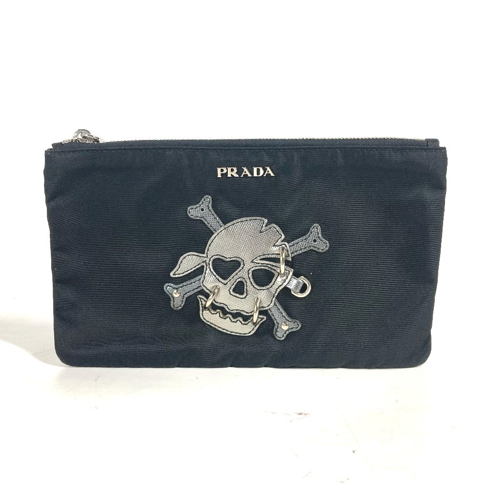 PRADA Pouch 2M1214 Nylon black Makeup pouch Cosmetics Pouch Skull skull unisex(Unisex) Used Authentic