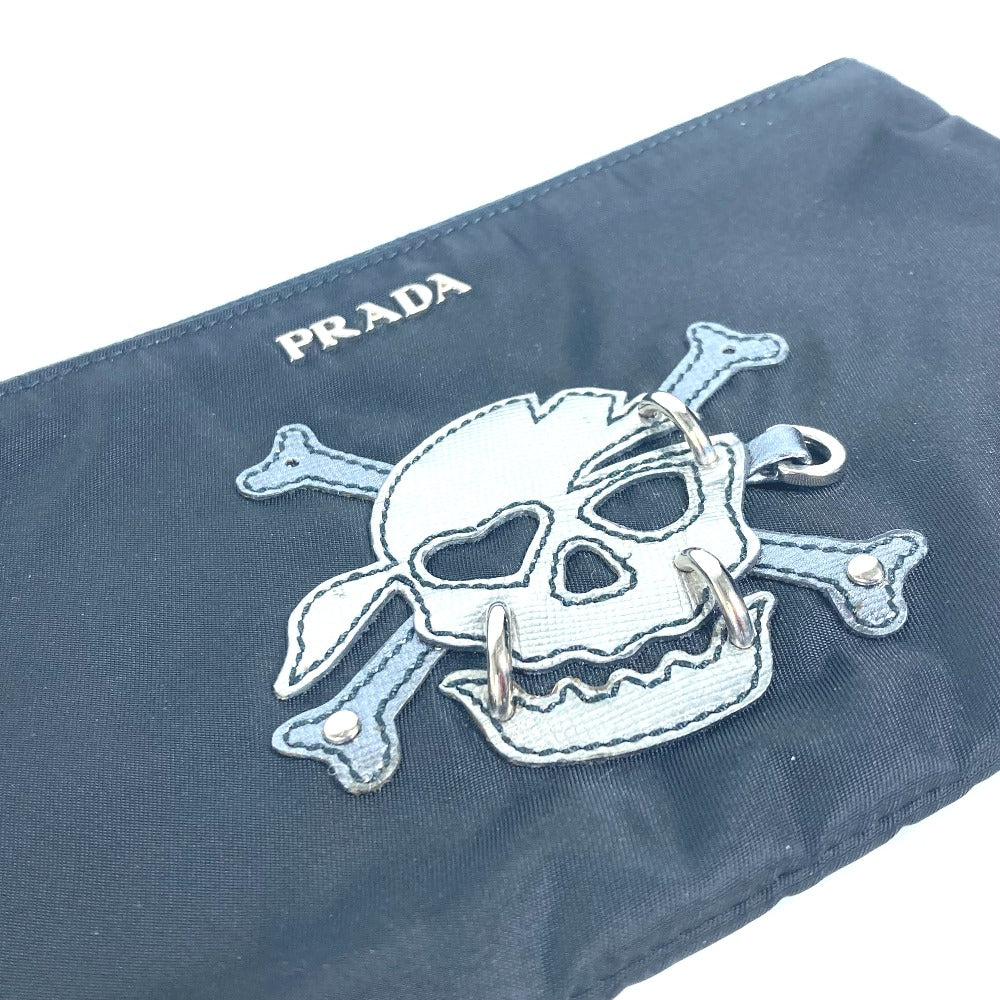 PRADA Pouch 2M1214 Nylon black Makeup pouch Cosmetics Pouch Skull skull unisex(Unisex) Used Authentic