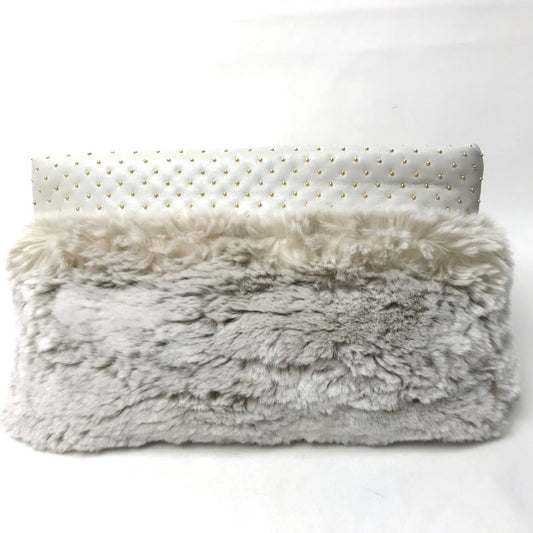 PRADA Clutch bag Fur / Leather off white Women Used Authentic