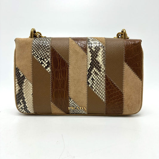 PRADA Shoulder Bag 1BD009 suede Brown logo