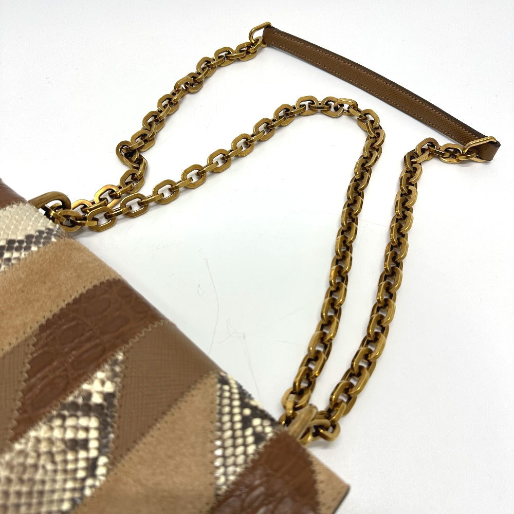 PRADA Shoulder Bag 1BD009 suede Brown logo