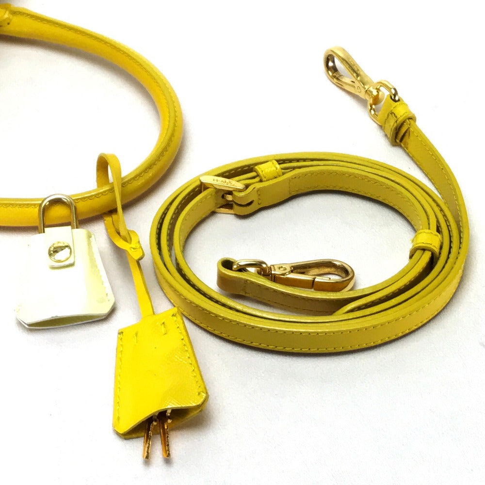 PRADA Handbag BL0864 leather yellow By color Saffiano Bernice Women Used Authentic