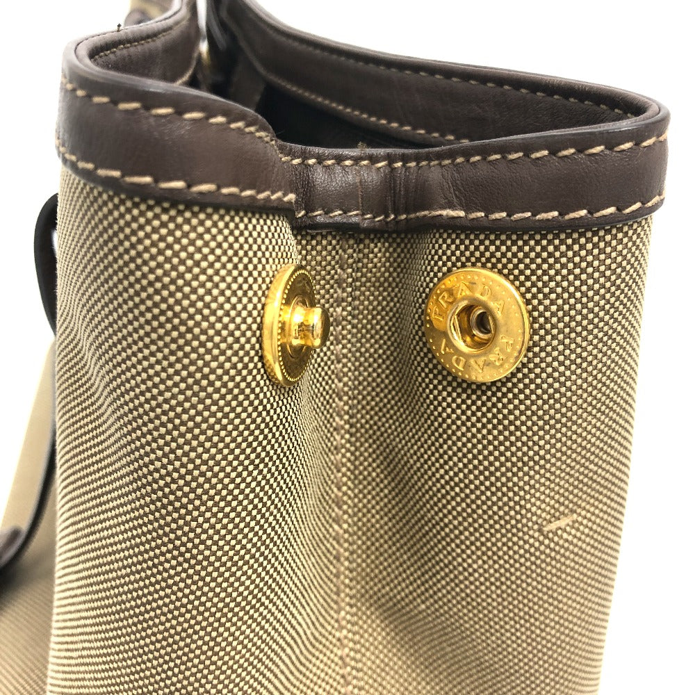 PRADA Handbag 1BA172 Nylon jacquard / leather khaki Logo jacquard Women Used Authentic