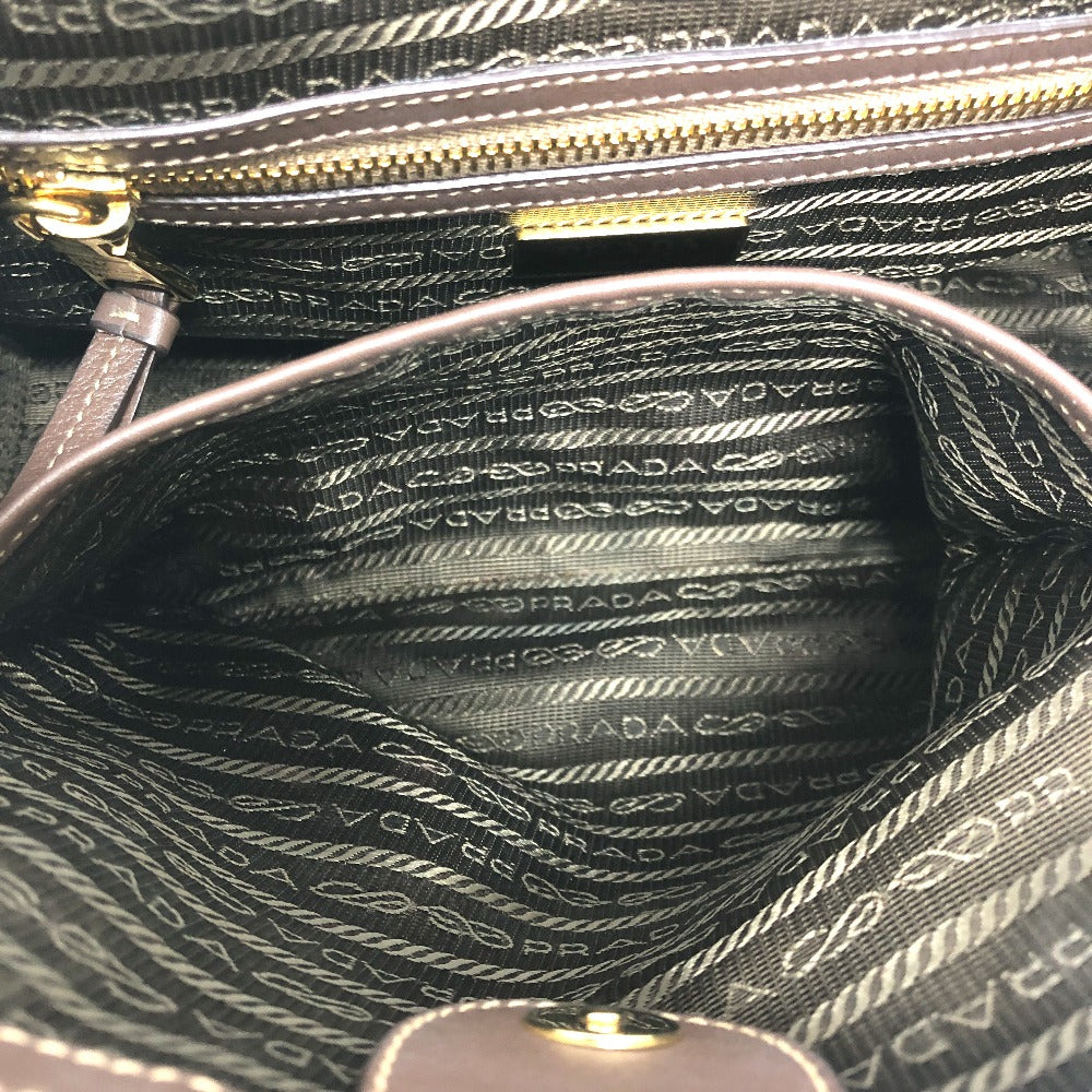 PRADA Handbag 1BA172 Nylon jacquard / leather khaki Logo jacquard Women Used Authentic