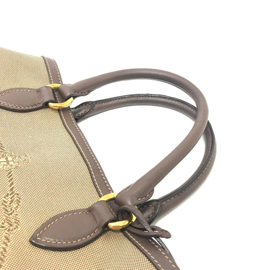 PRADA Handbag 1BA172 Nylon jacquard / leather khaki Logo jacquard Women Used Authentic