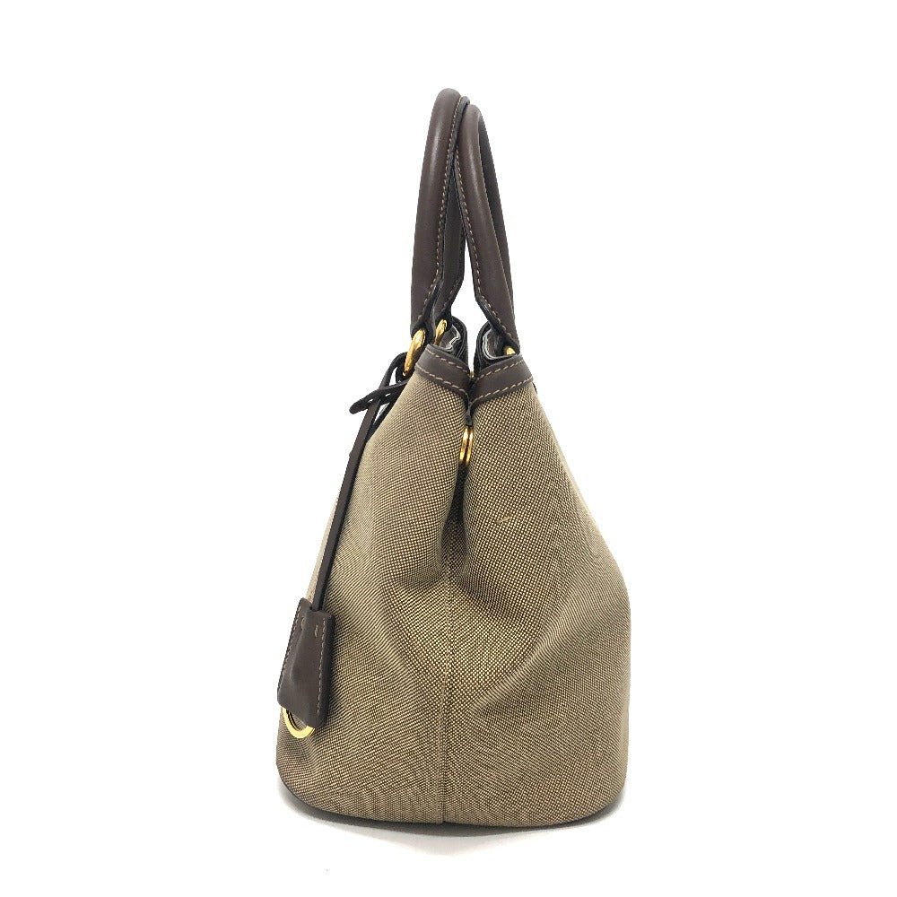 PRADA Handbag 1BA172 Nylon jacquard / leather khaki Logo jacquard Women Used Authentic