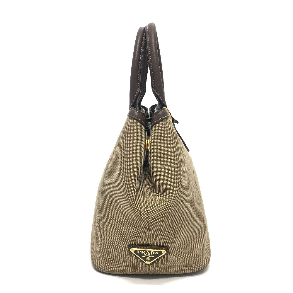 PRADA Handbag 1BA172 Nylon jacquard / leather khaki Logo jacquard Women Used Authentic
