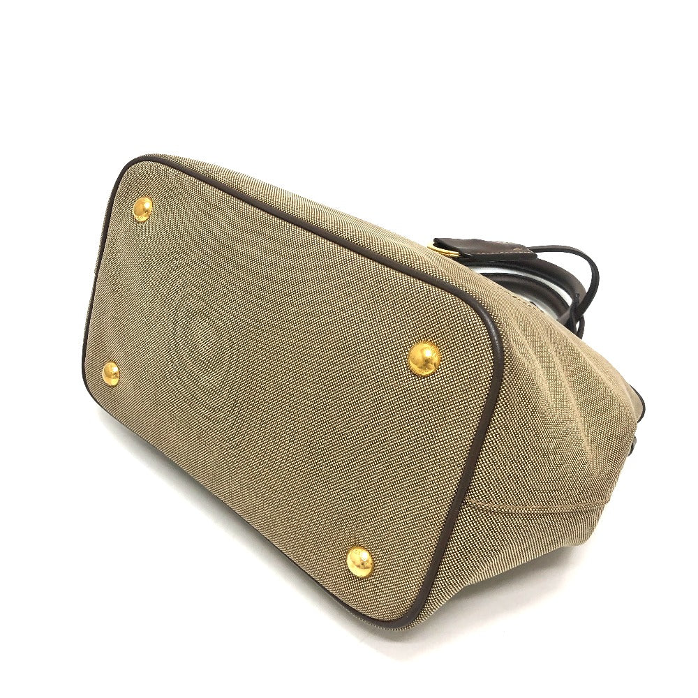PRADA Handbag 1BA172 Nylon jacquard / leather khaki Logo jacquard Women Used Authentic