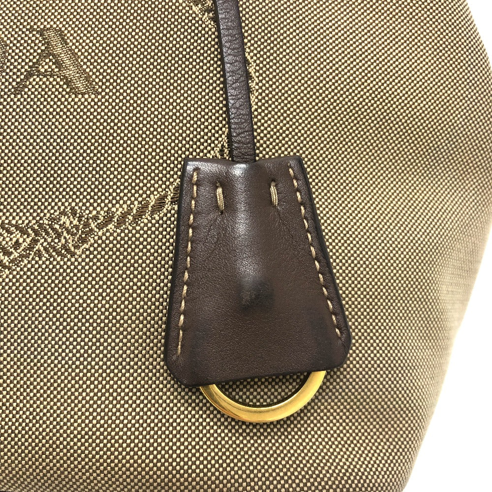 PRADA Handbag 1BA172 Nylon jacquard / leather khaki Logo jacquard Women Used Authentic