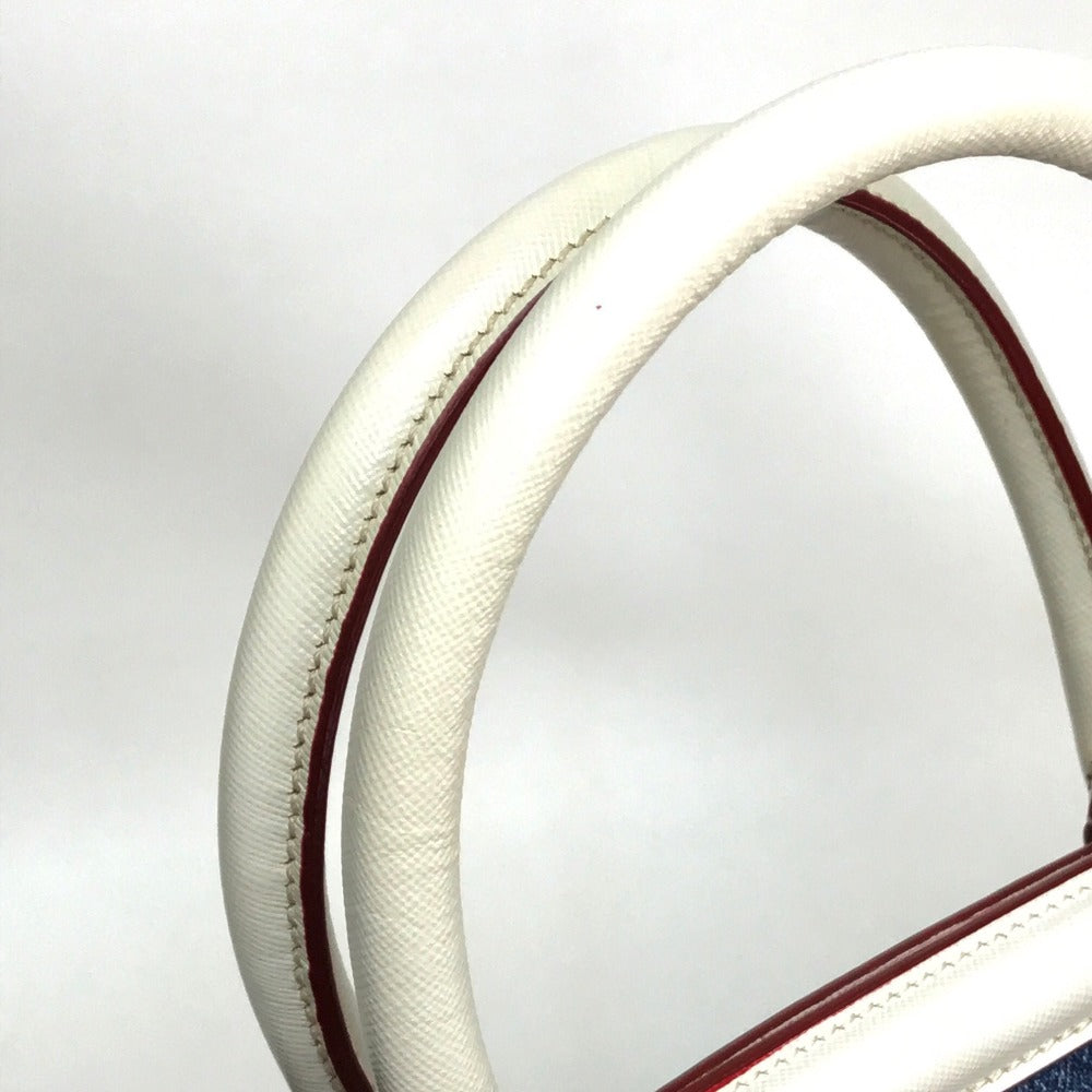 PRADA Handbag BN2441 Cotton denim / leather blue logo Women Used Authentic