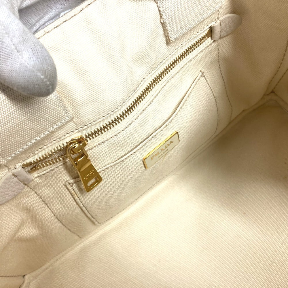 PRADA Tote Bag BN1877 canvas White type Canapa Women Used Authentic