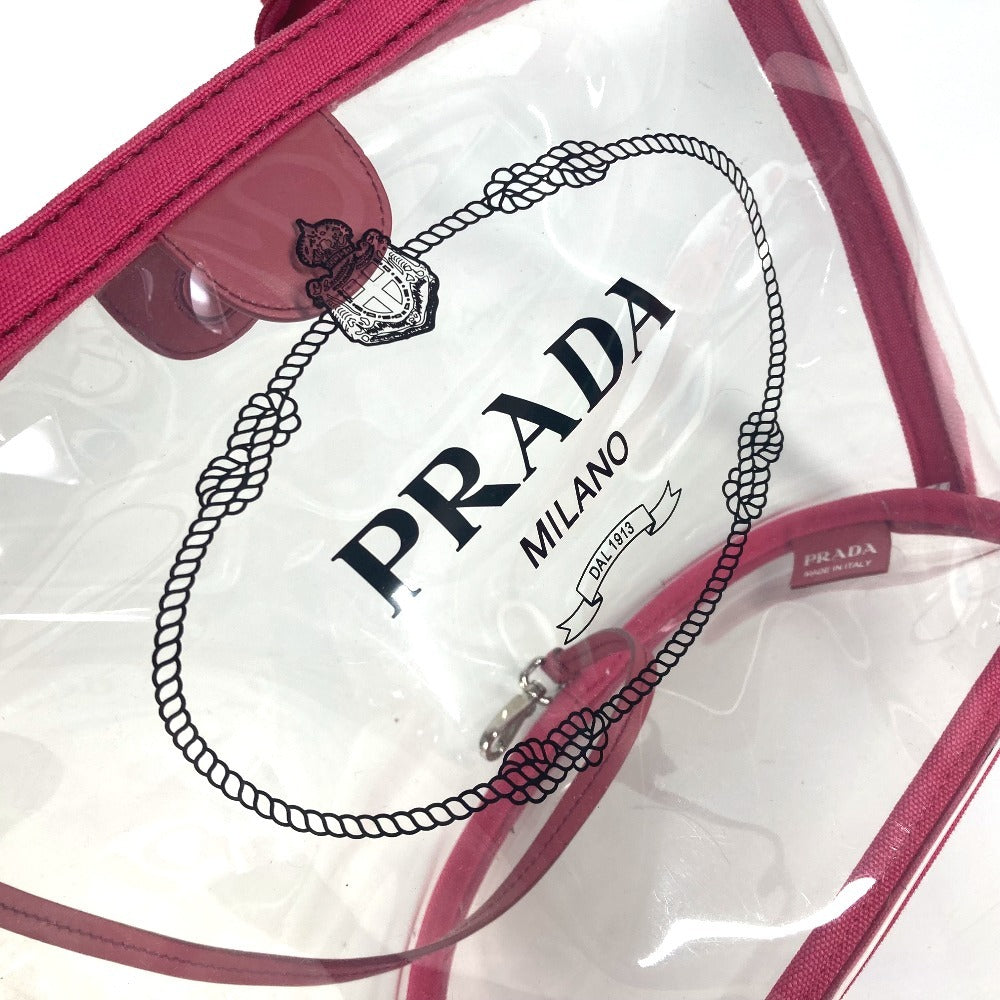 PRADA Tote Bag Plastics pink beach bag with pouch logo Canapa