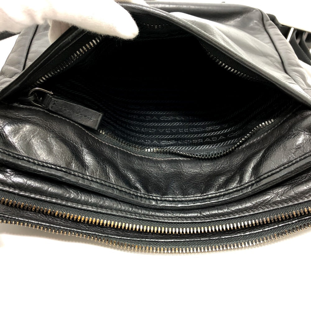 PRADA Shoulder Bag 2VH022 leather black Messenger mens Used Authentic