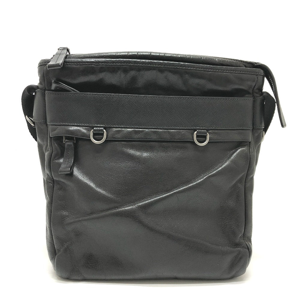PRADA Shoulder Bag 2VH022 leather black Messenger mens Used Authentic