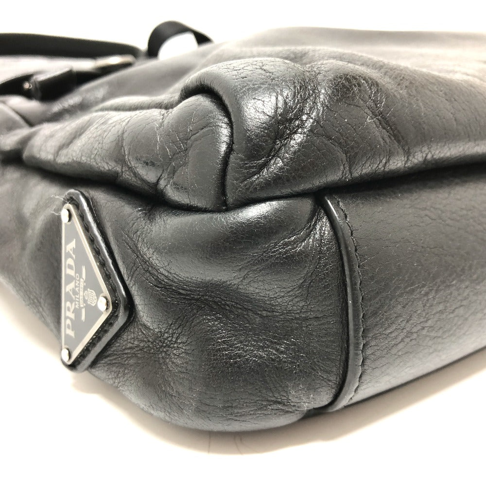 PRADA Shoulder Bag 2VH022 leather black Messenger mens Used Authentic