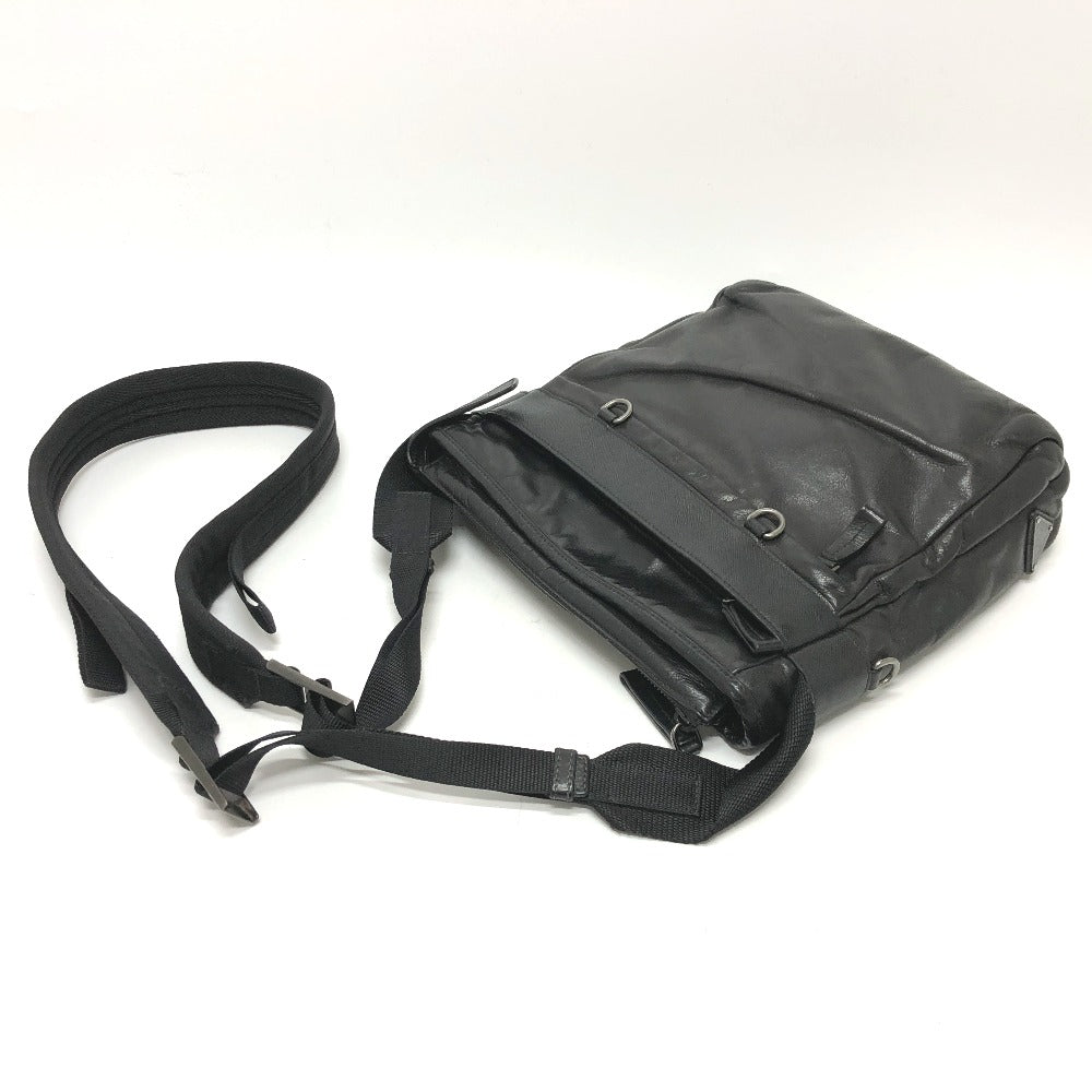 PRADA Shoulder Bag 2VH022 leather black Messenger mens Used Authentic
