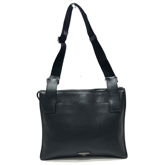 PRADA Shoulder Bag 2VH013 leather black Triangular plate mens Used Authentic