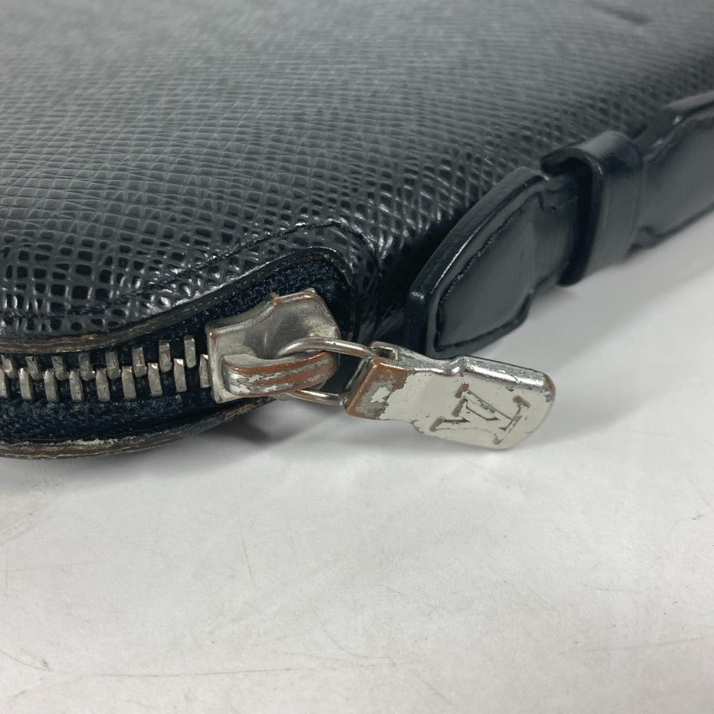 LOUIS VUITTON Long Wallet Purse M30652 Taiga Leather black Taiga Organizer Atoll mens Used Authentic