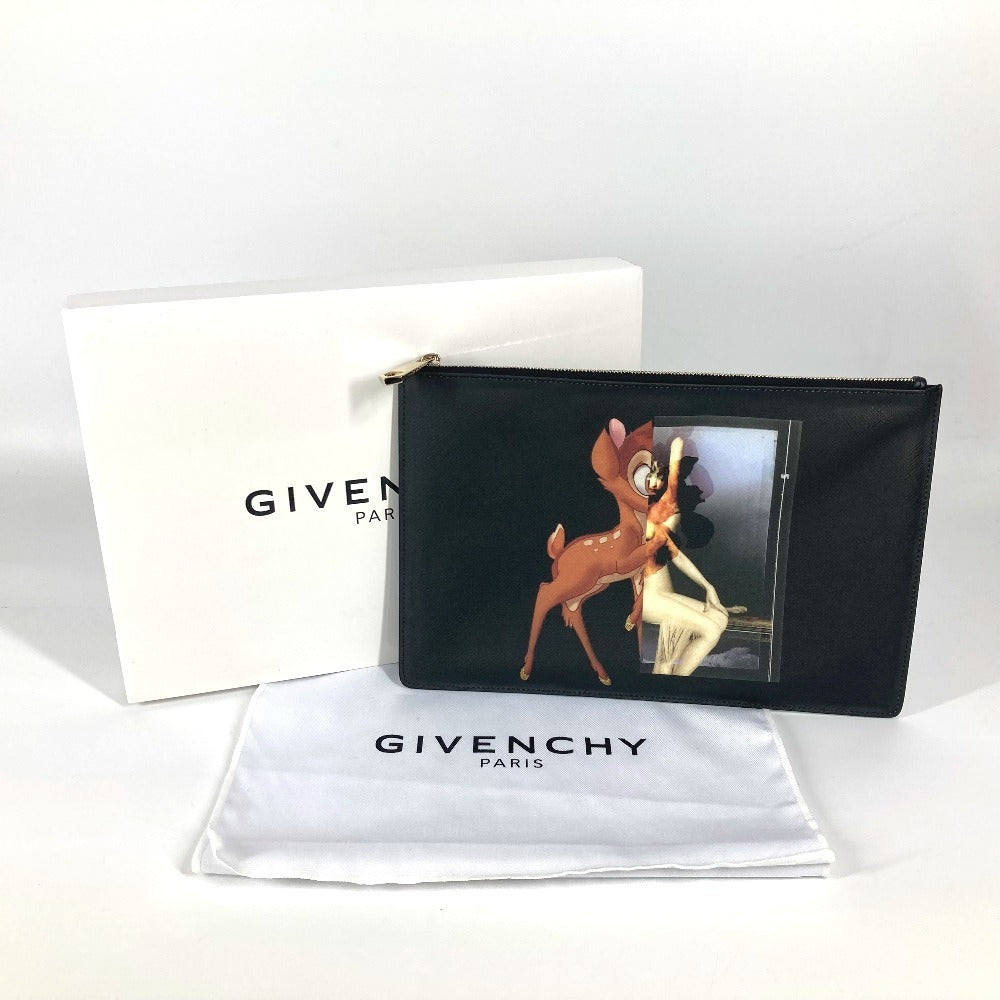 GIVENCHY Clutch bag PVC black Disney collaboration DISNEY Bambi unisex(Unisex) Used Authentic