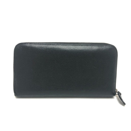 GIVENCHY Long Wallet Purse leather black Front logo mens Used Authentic