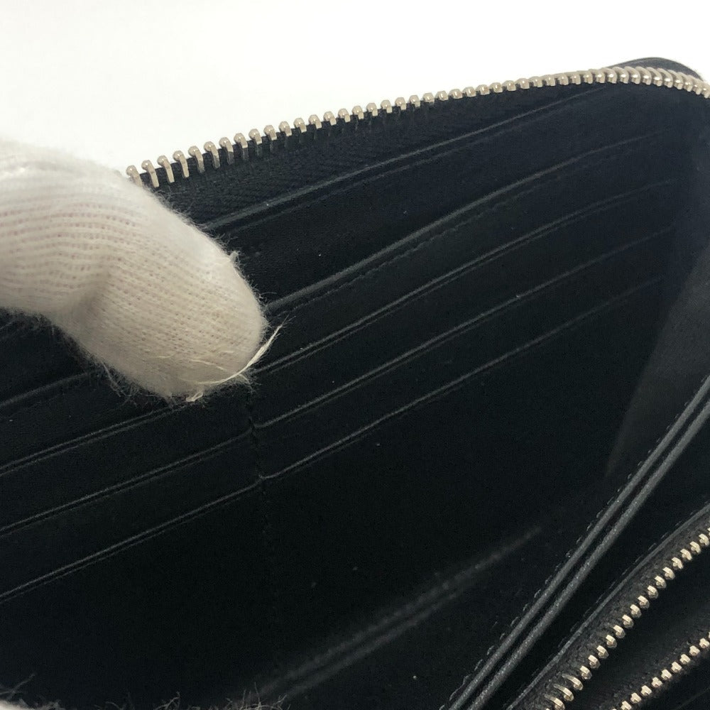 GIVENCHY Long Wallet Purse leather black Front logo mens Used Authentic