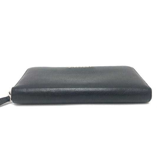 GIVENCHY Long Wallet Purse leather black Front logo mens Used Authentic