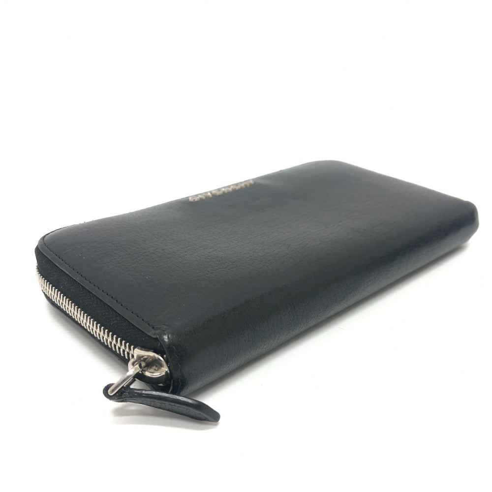 GIVENCHY Long Wallet Purse leather black Front logo mens Used Authentic