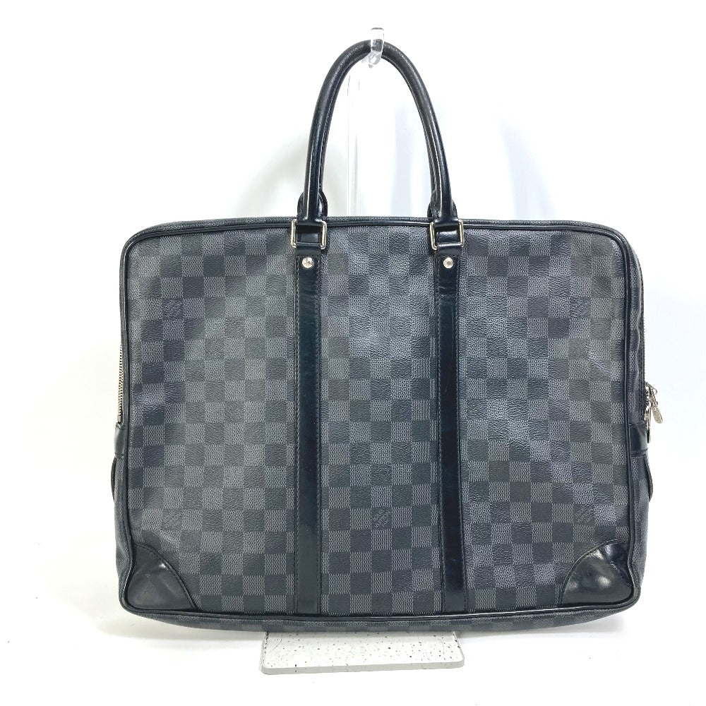 LOUIS VUITTON Business bag N41125 Damier Grafitto Canvas black Damier Grafitte Porto documan Voyage PDV mens Used Authentic