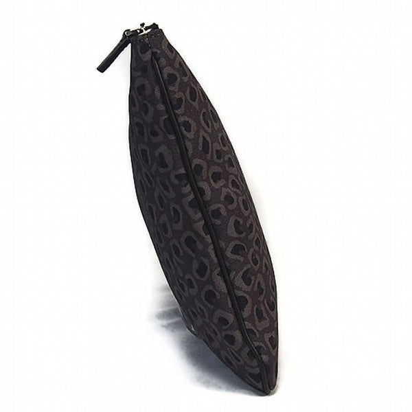 GUCCI Clutch bag Canvas, leather gray business bag Leopard print Women(Unisex) Used Authentic