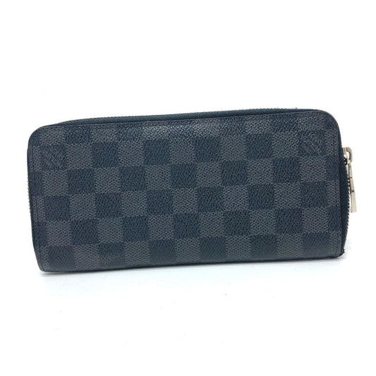 LOUIS VUITTON Long Wallet Purse N63095 Damier Grafitto Canvas black Zippy Wallet Vertical mens Used Authentic