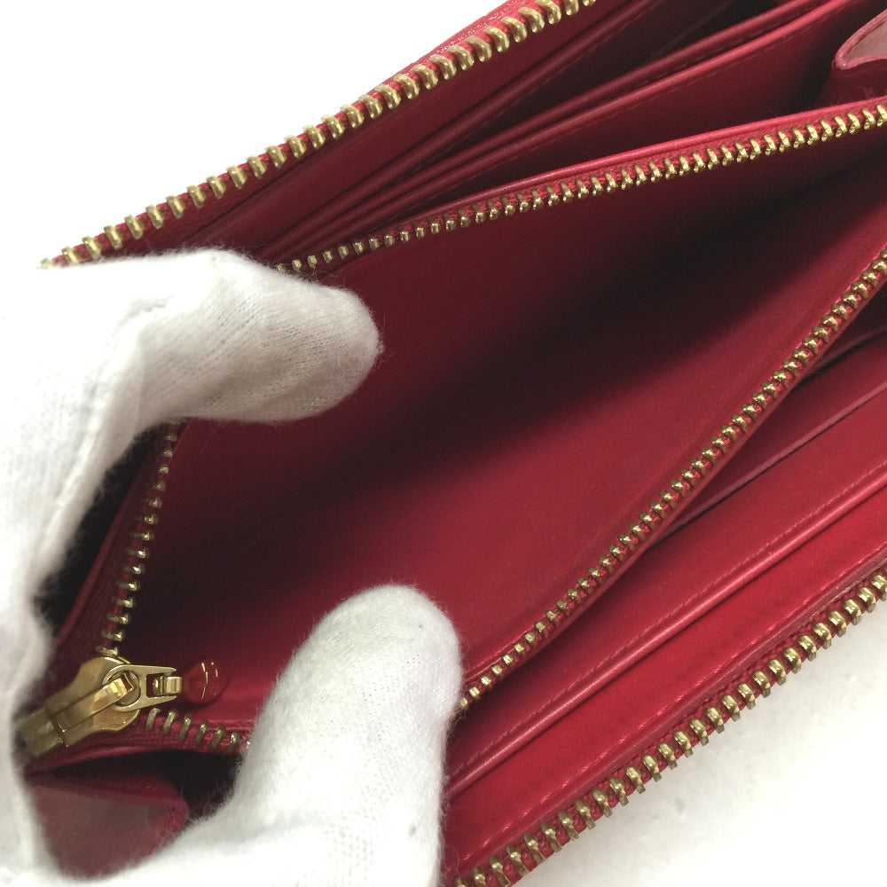 LOUIS VUITTON Long Wallet Purse M91572 Patent leather Rouge Vernis Dot Infinity Zippy wallet Women Used Authentic