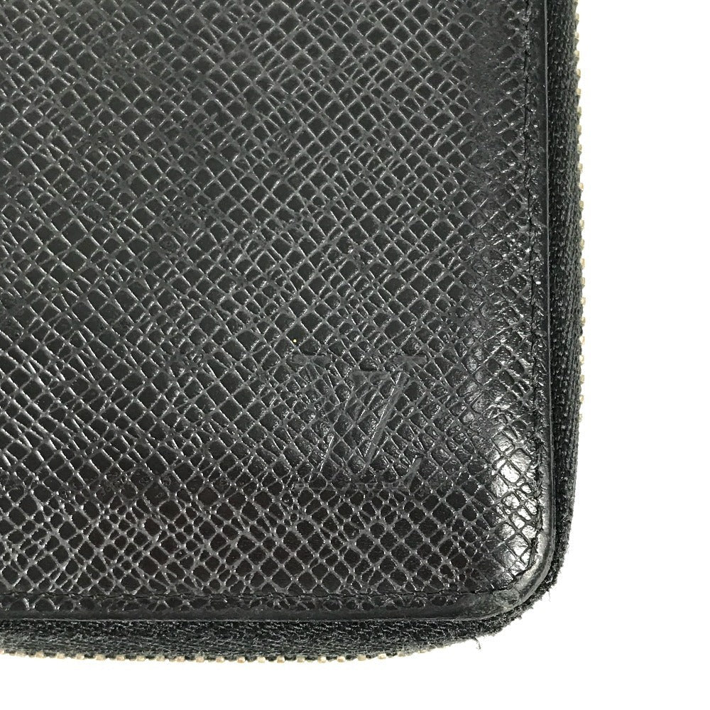 LOUIS VUITTON Coin case M32832 Taiga Leather black Taiga Zip around purse mens Used Authentic