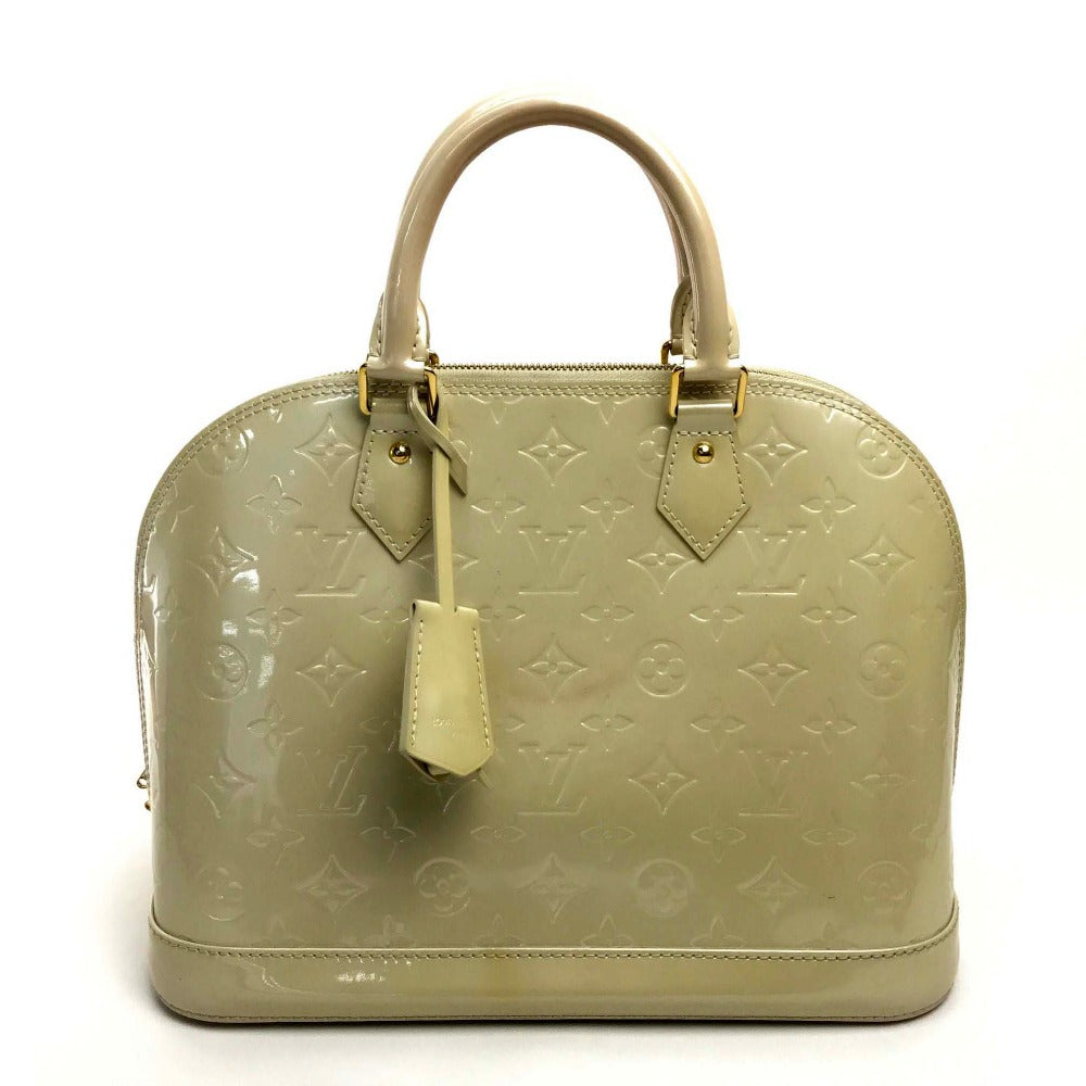 LOUIS VUITTON Handbag M91445 Patent leather white Monogram Vernis Alma PM Women Used Authentic