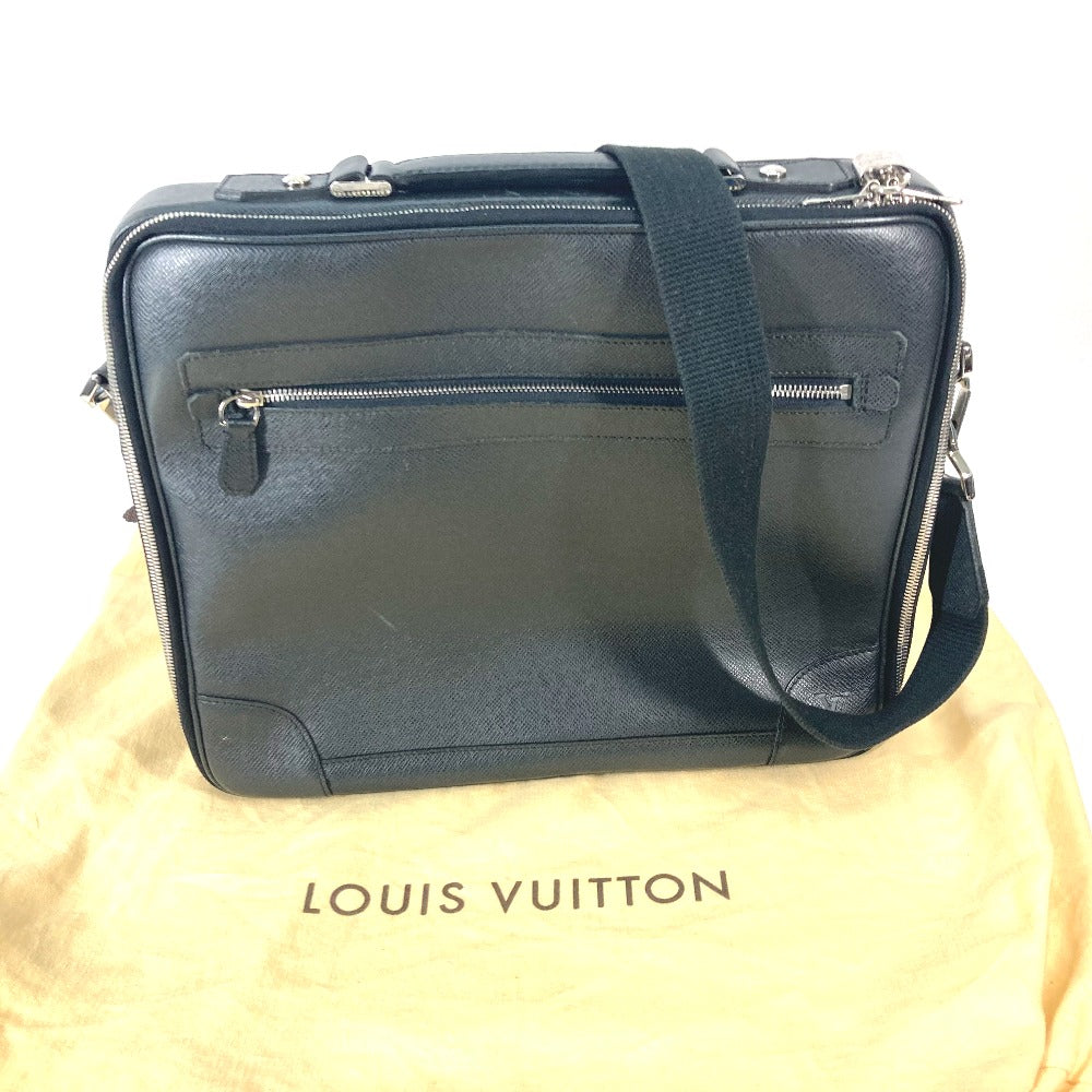 LOUIS VUITTON Business bag M32522 Taiga Leather black Taiga Porto Ordinatour Odessa mens Used Authentic