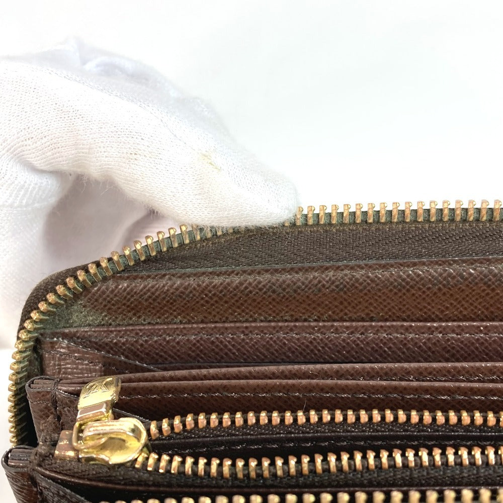 LOUIS VUITTON Long Wallet Purse N41661 Damier canvas Brown Damier Zippy wallet unisex(Unisex) Used Authentic