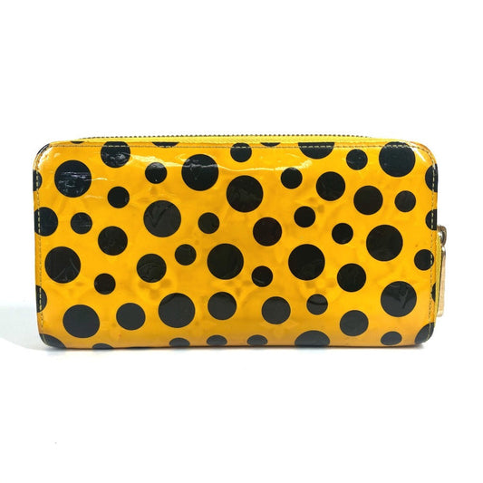 LOUIS VUITTON Long Wallet Purse M91571 Patent leather yellow Yayoi Kusama Vernis Dot Infinity Zippy wallet