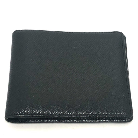LOUIS VUITTON Folded wallet M30462 Taiga Leather black Porte Billets�ECartes Crdit mens Used Authentic